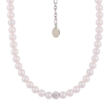 Perlenkette rosa mit Swarovski Steinen rosa klein